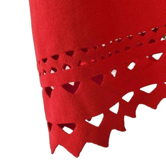 Ann Taylor Petites Knit Sheath Dress Hemline Cutouts Timeless Womens PS Red - Picture 4 of 9